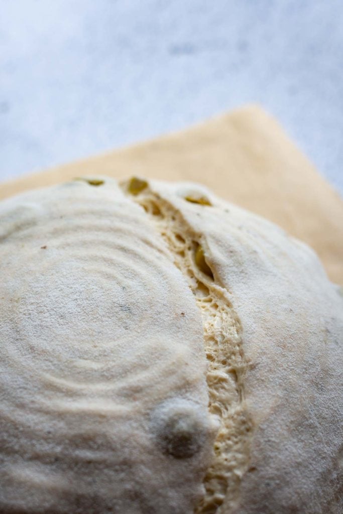 One slash across the side of sourdough.