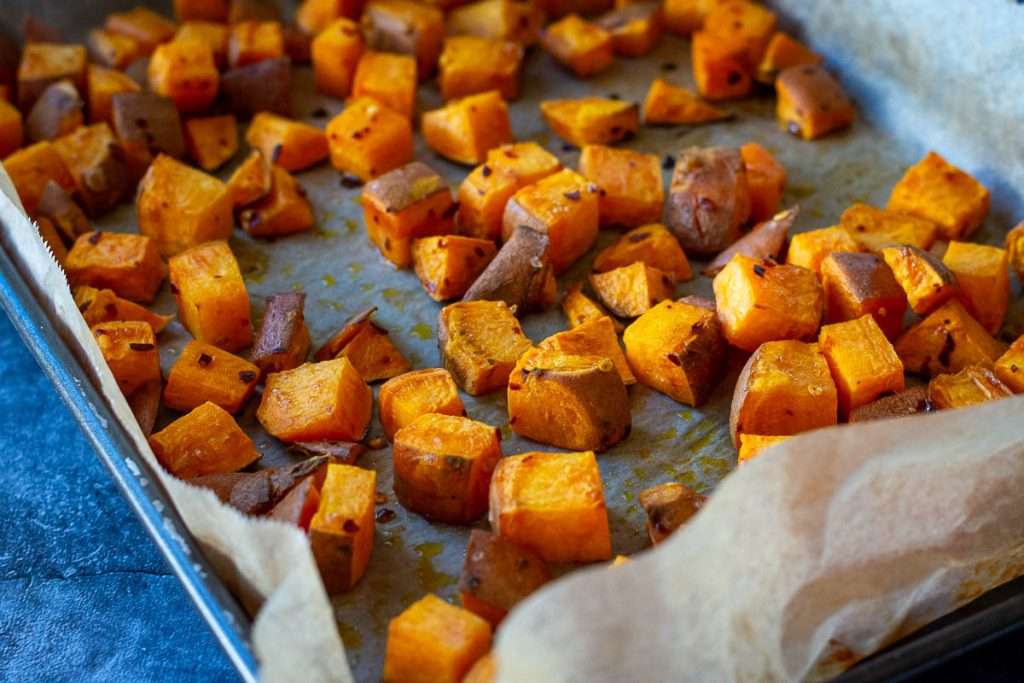Roasted sweet potatoes.