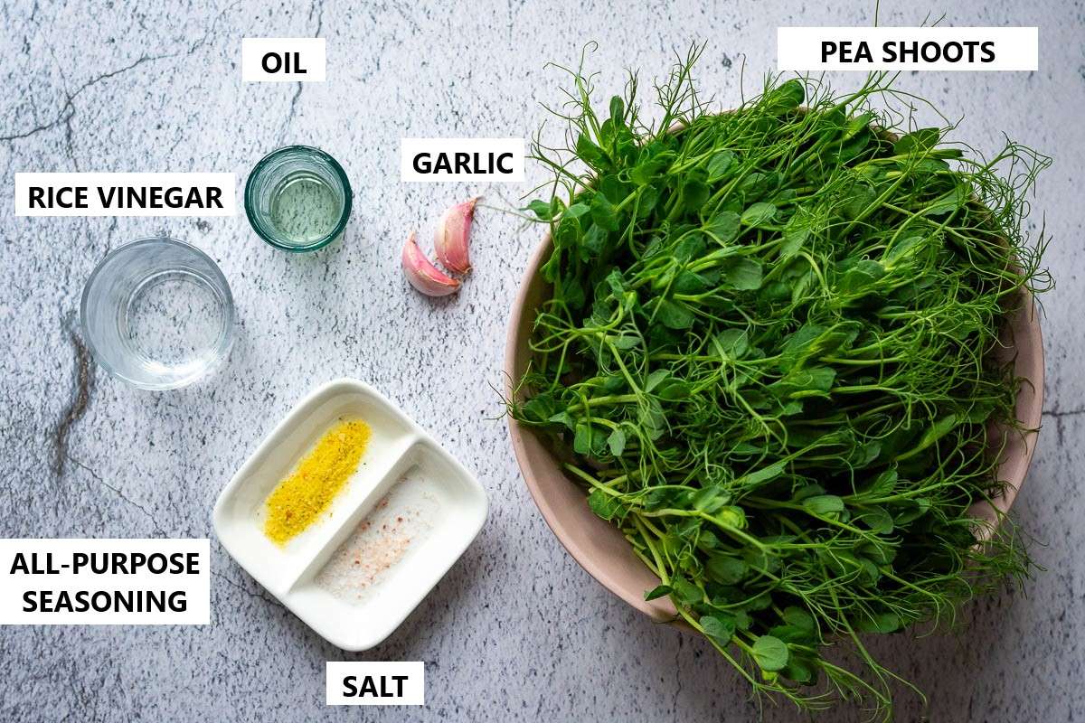 Ingredients for Dou Miao recipe on a grey surface.