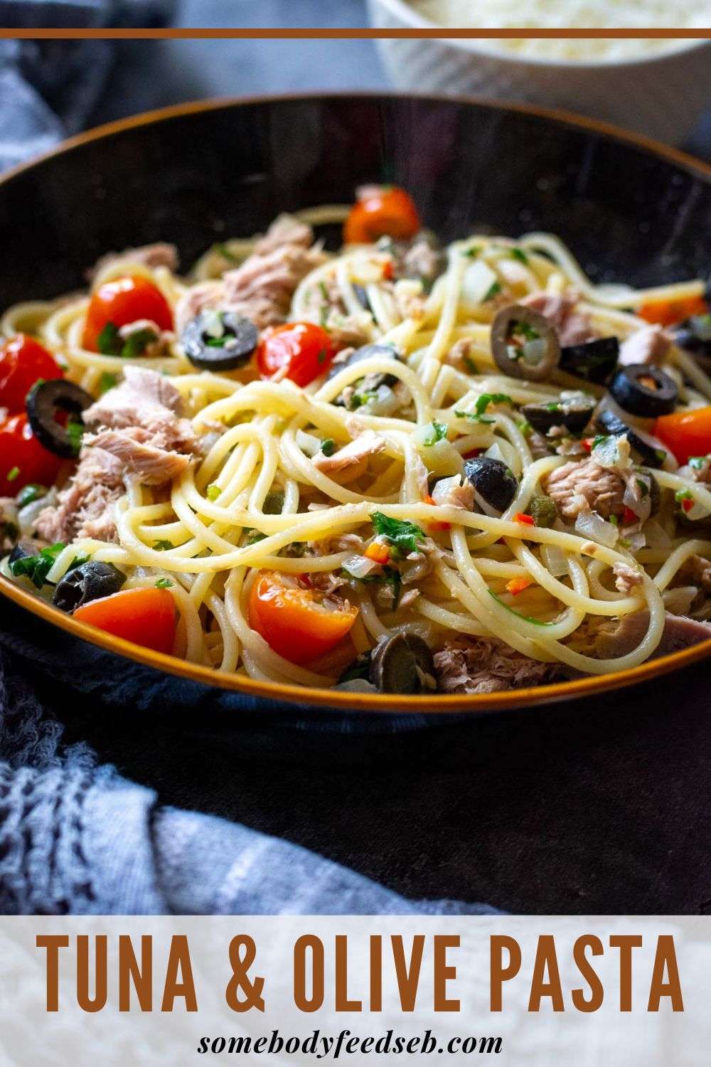 Tuna and Olive Pasta Pin for Pinterest.