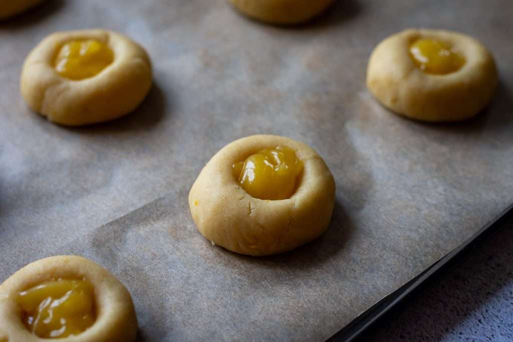 Thumbprint cookies filled with lemon curd.