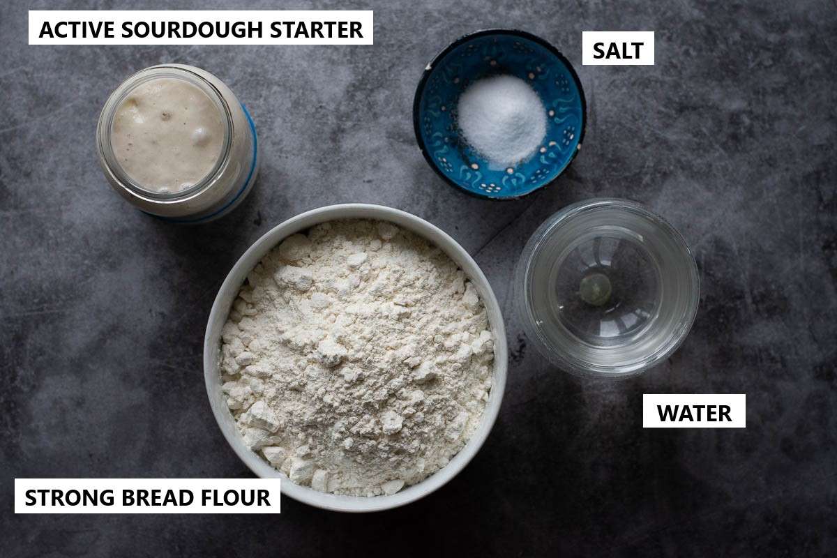 Ingredients for Sourdough bread.
