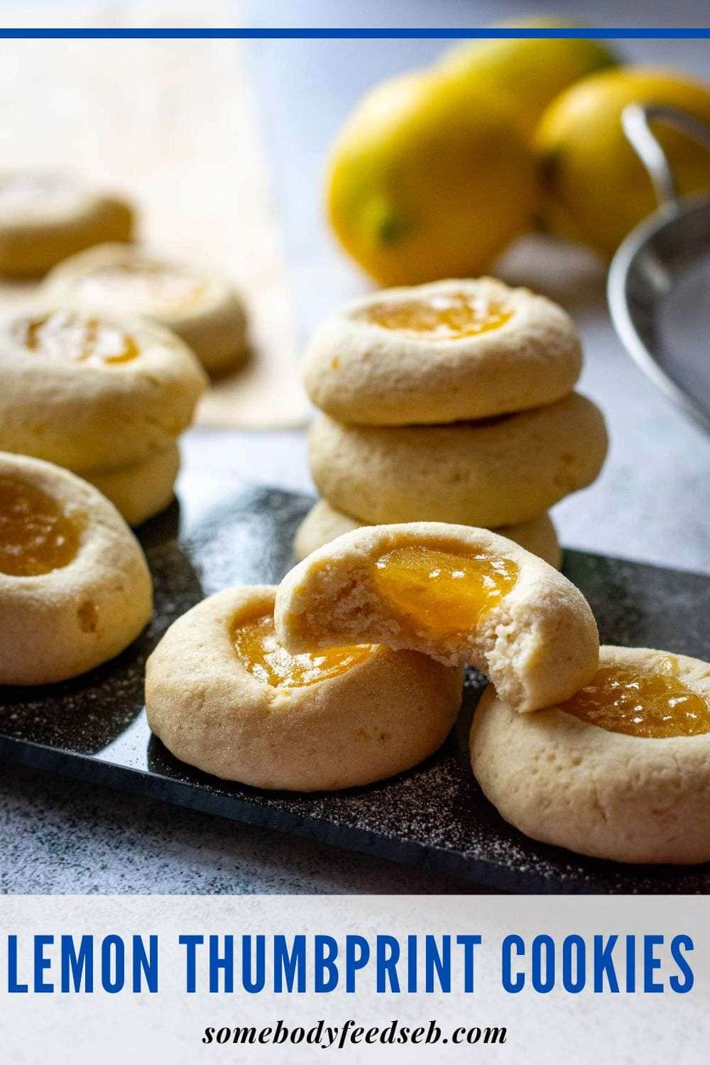 Lemon Thumbprint Cookies Pin for Pinterest.
