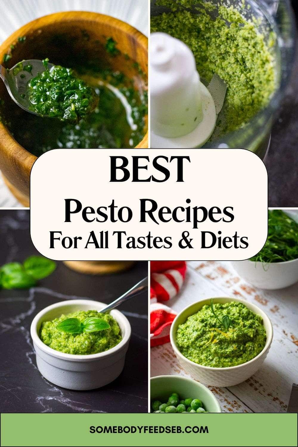 Pesto recipes pin for Pinterest.