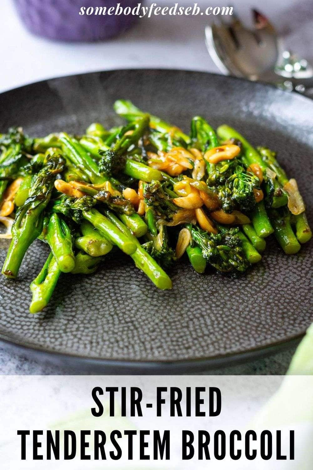 Tenderstem Broccoli stir fry pin for pinterest.