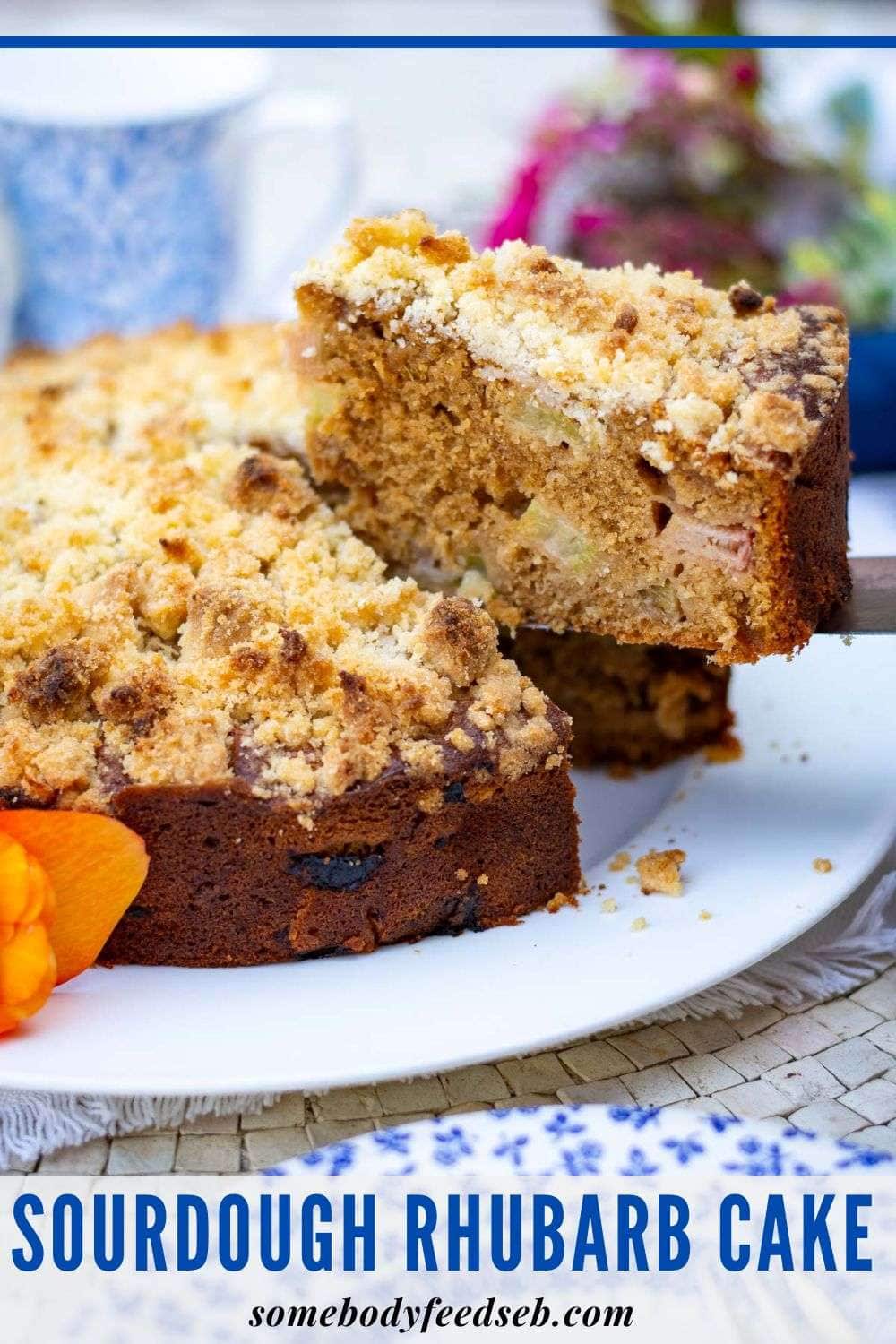 Sourdough Rhubarb cake Pinterest Pin.