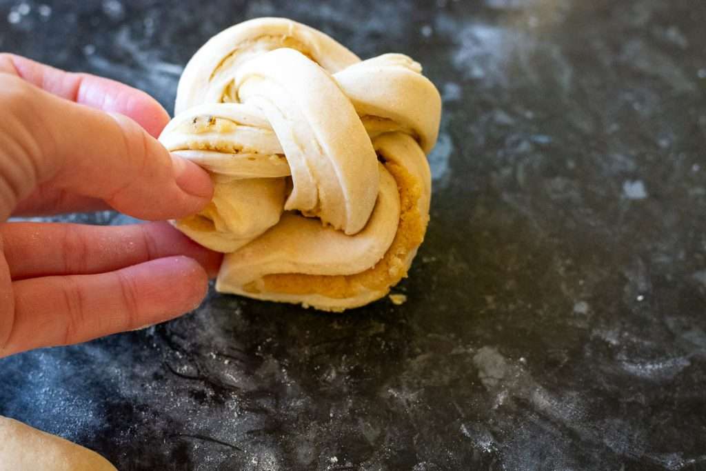 Sourdough cardamom know shaped.