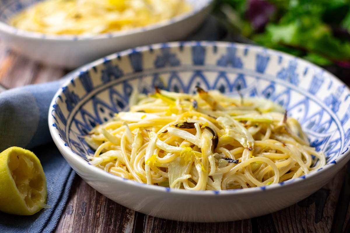 Roasted Fennel Pasta with Creamy Sauce Pin for Pinterest.