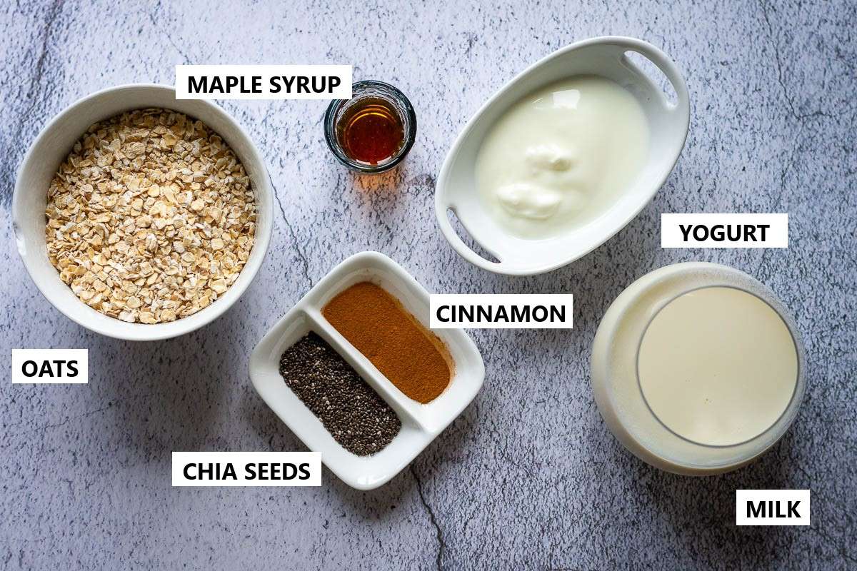 Ingredients for Overnight Cinnamon oats.