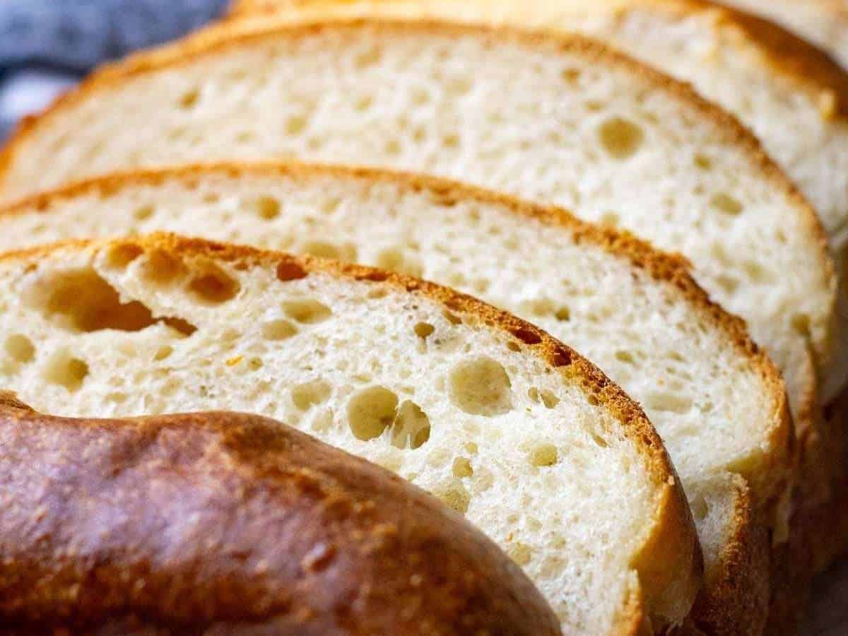 Sliced sourdough milk bread.