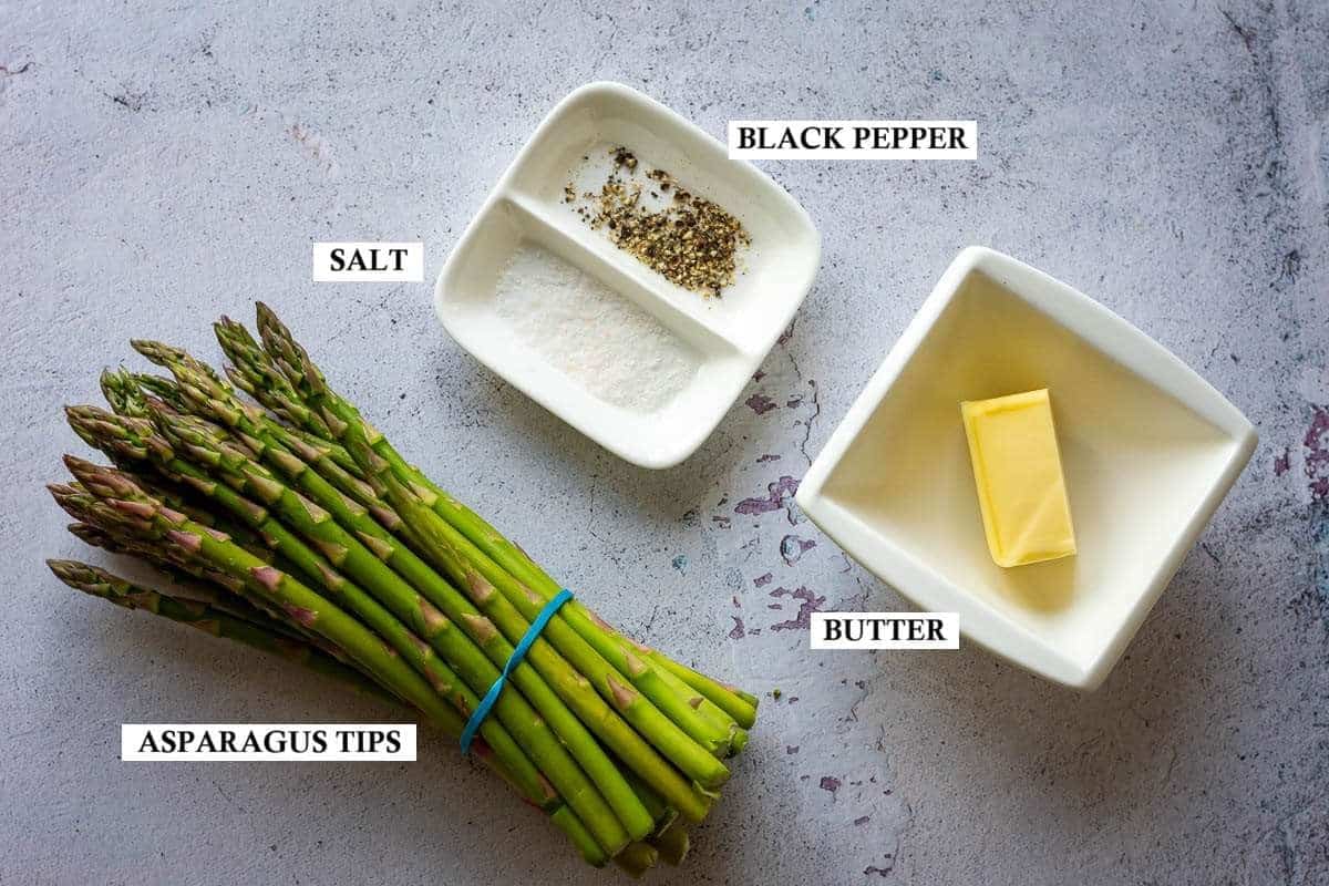 Ingredients for pan-fried asparagus.