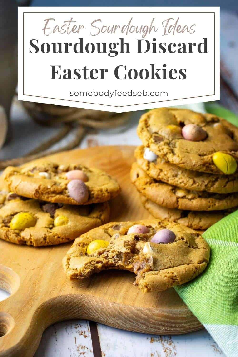 Sourdough Easter Cookies With Mini Eggs Pin for Pinterest.