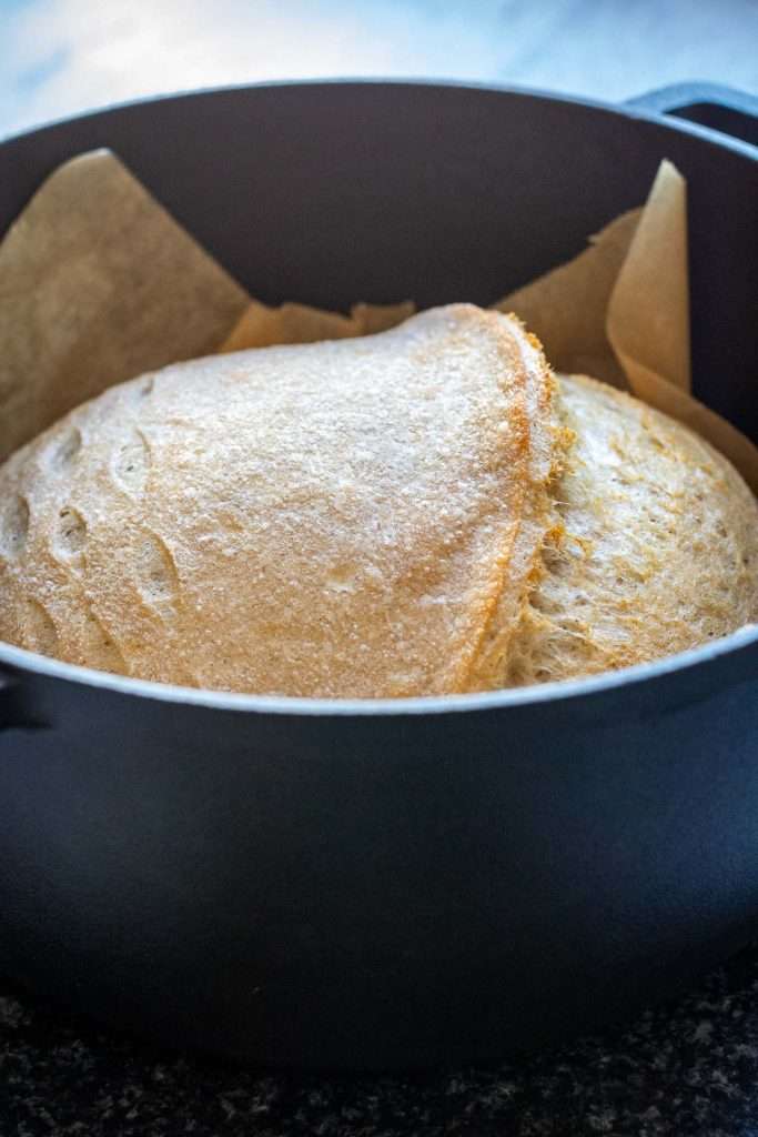 Barley sourdough after covered baking.