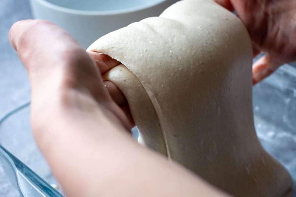 Coil folding focaccia sourdough.