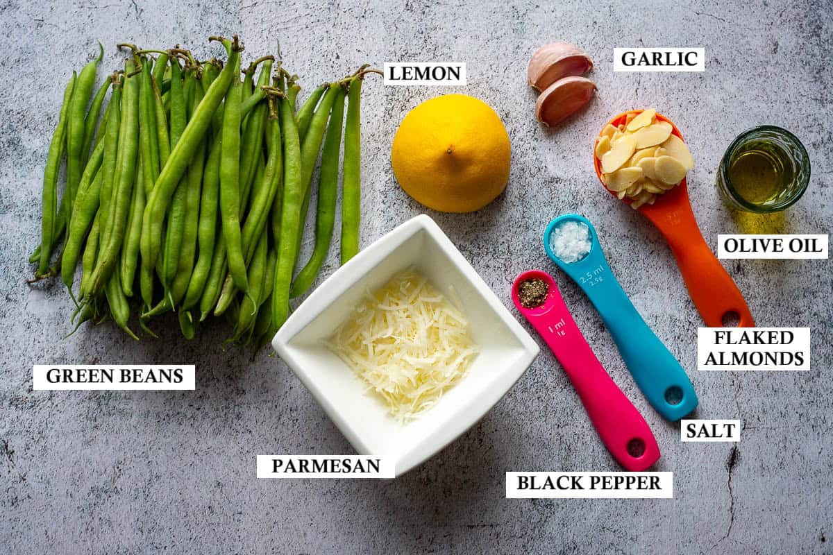 Ingredients for roasted green beans.