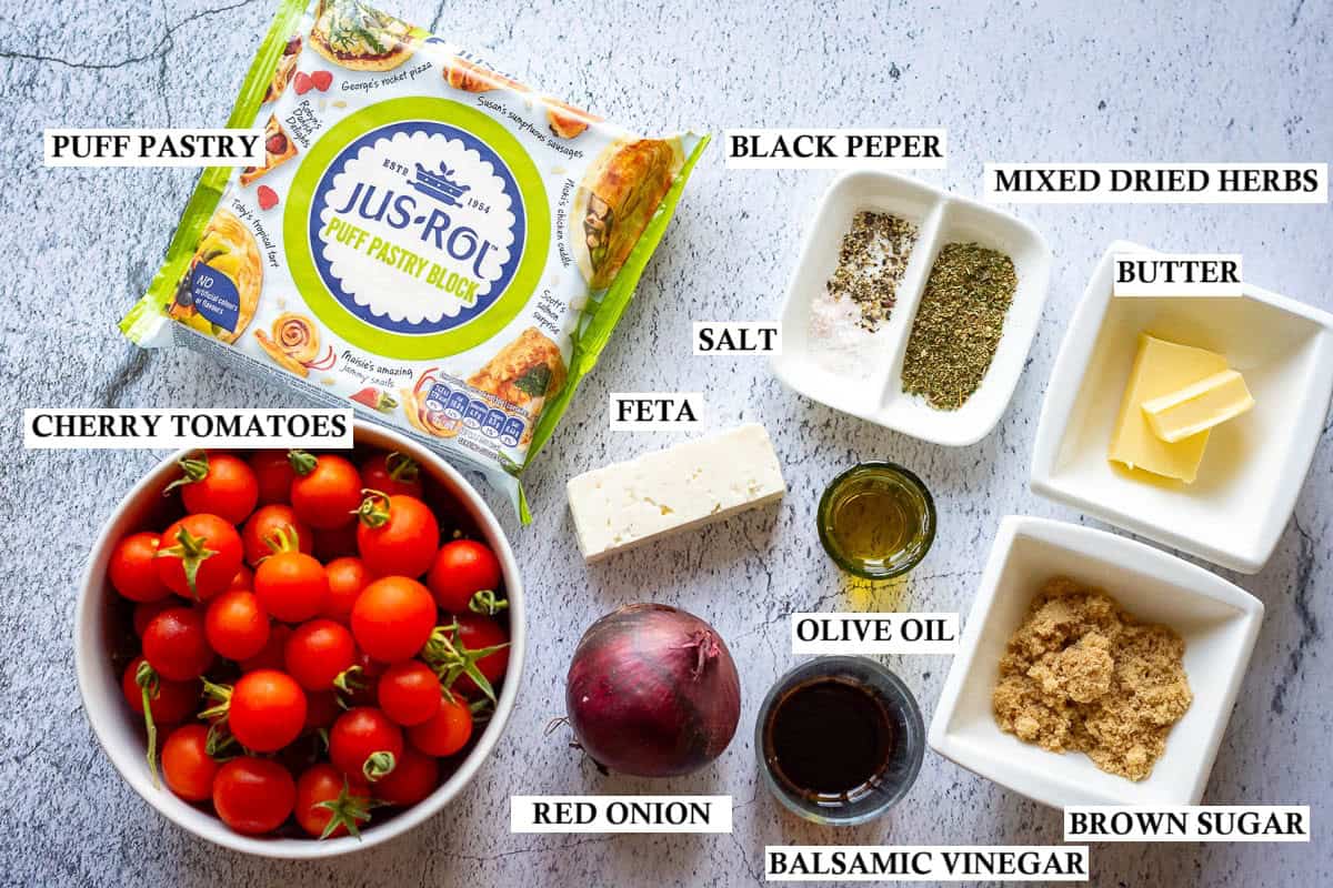 Ingredients for Cherry Tomato Upside down tart.
