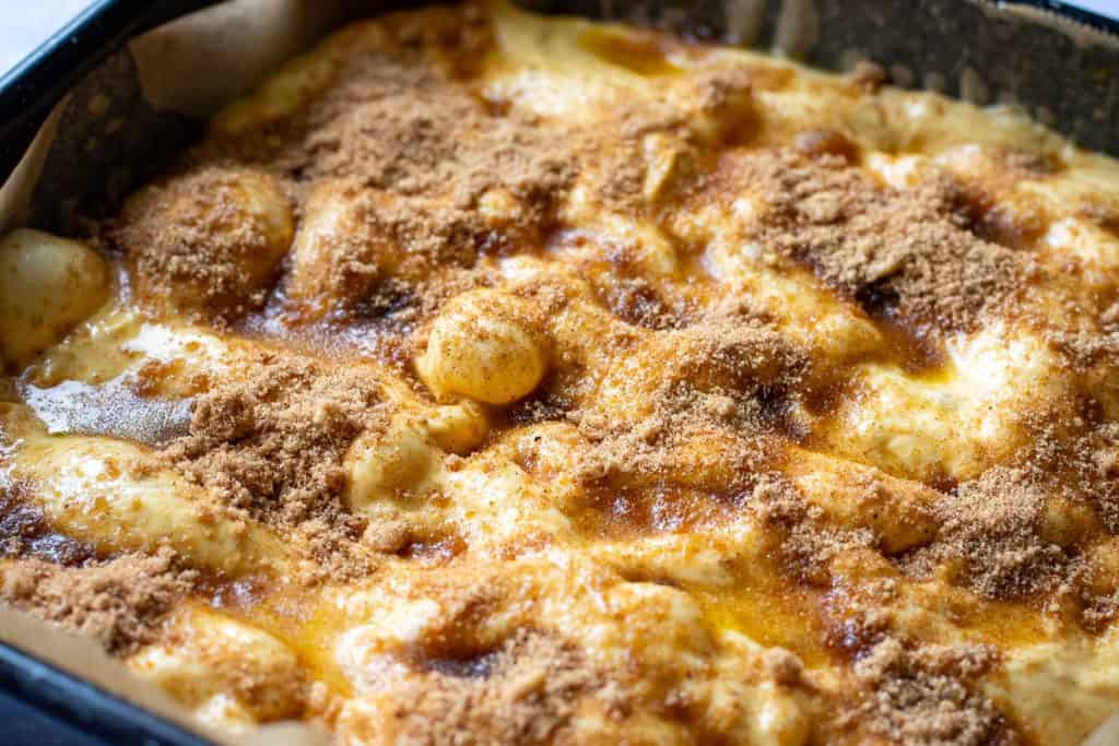 Focaccia with spiced sugar sprinkled on top.