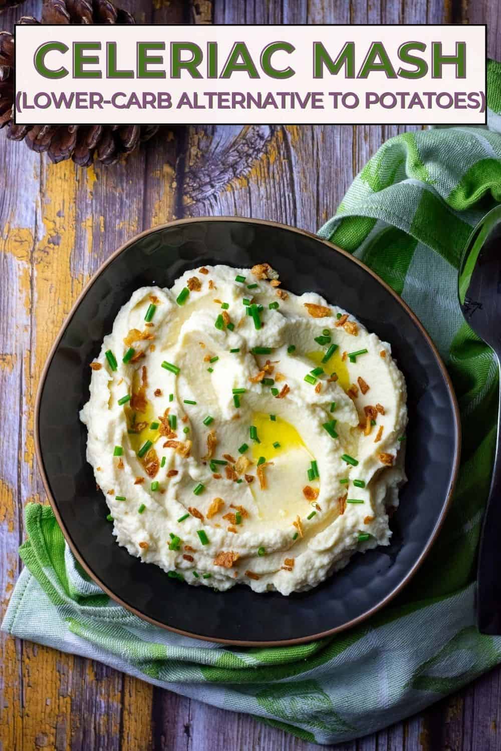 Creamy celeriac mash pin for Pinterest.
