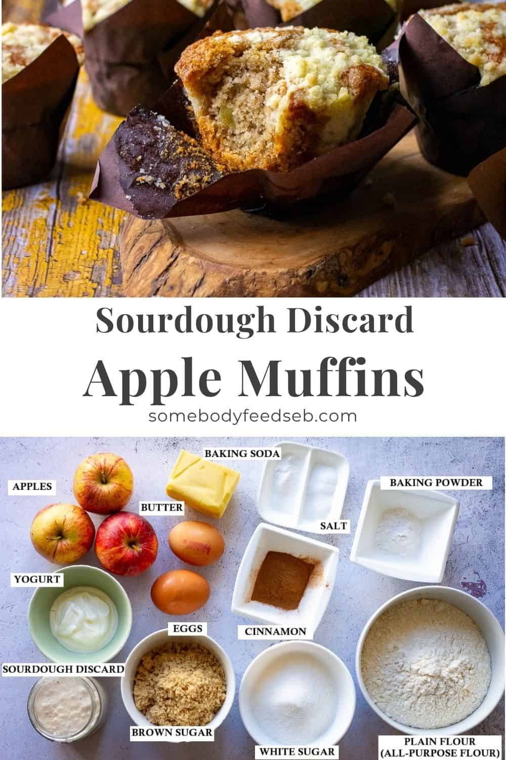 Sourdough Discard Apple Muffins Pin for Pinterest.