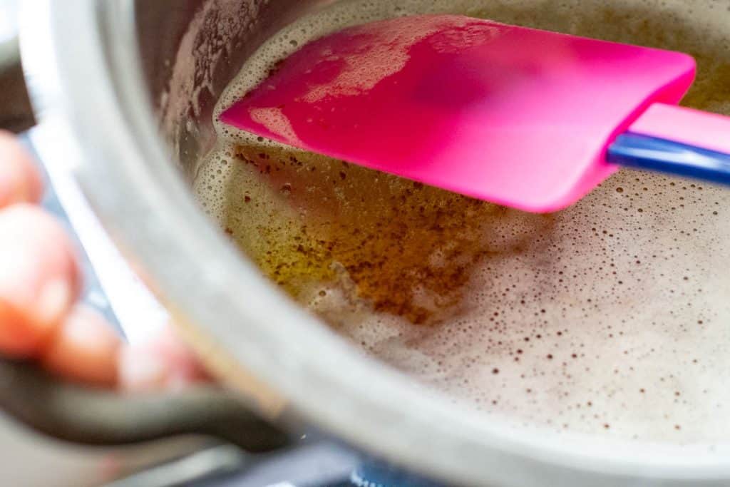 Brown butter in a pan.