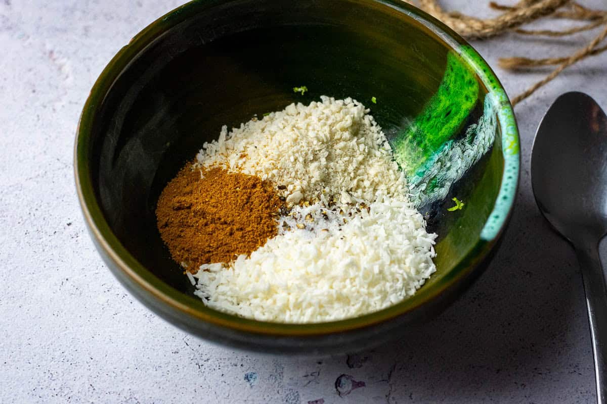 Ingredeint for coconut panko crust for the chicken in a bowl.