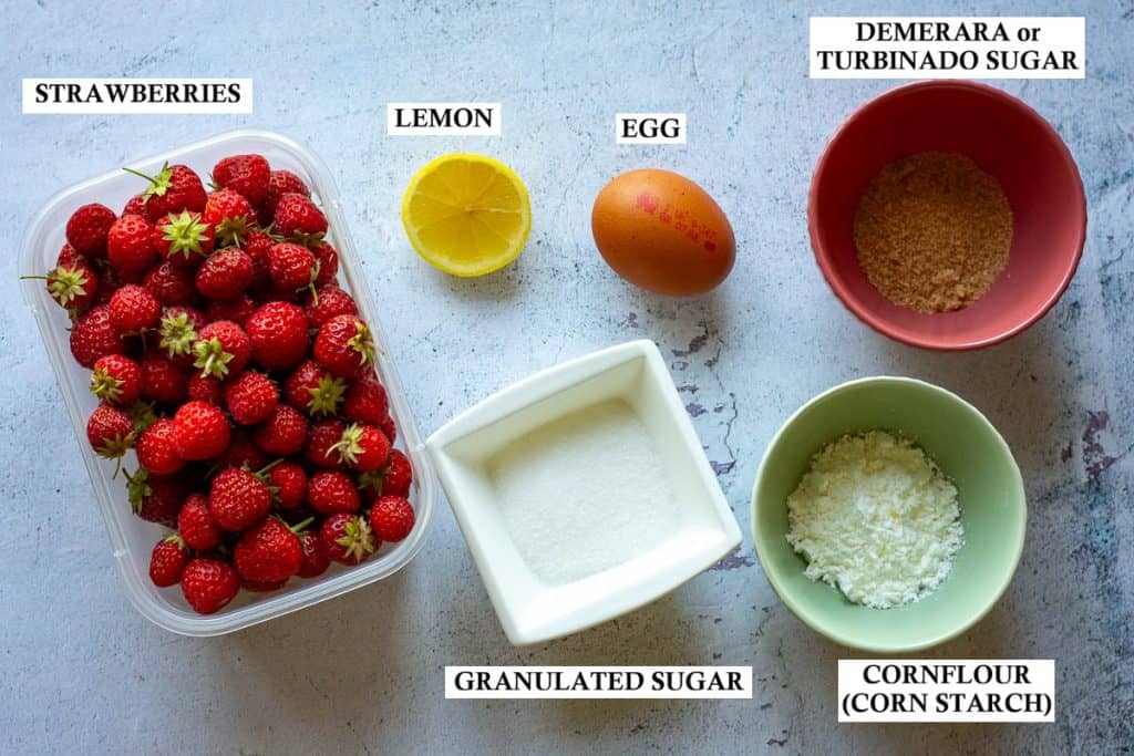 Strawberry filling ingredients for sourdough galette.