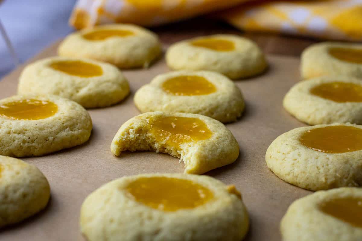 Sourdough Thumbprint cookies filled with lemon curd.