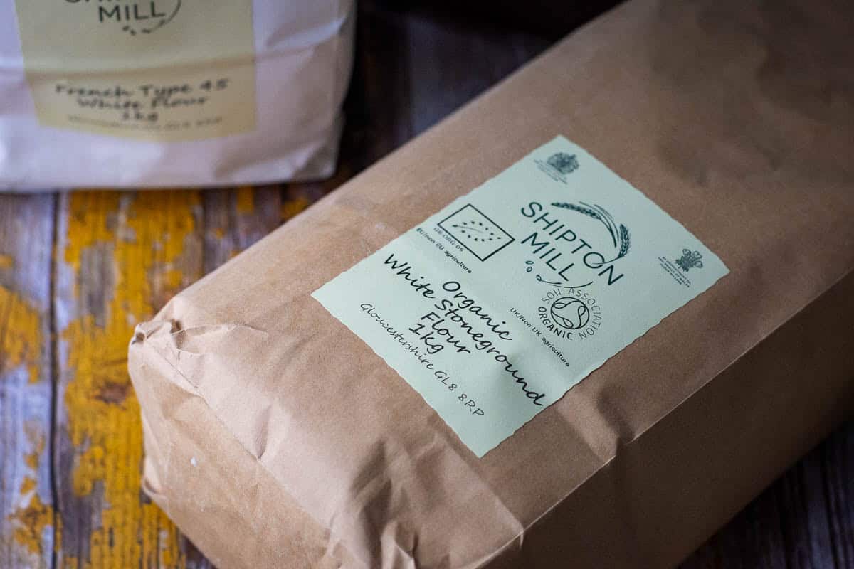 Two flour bags from Shipton Mill.