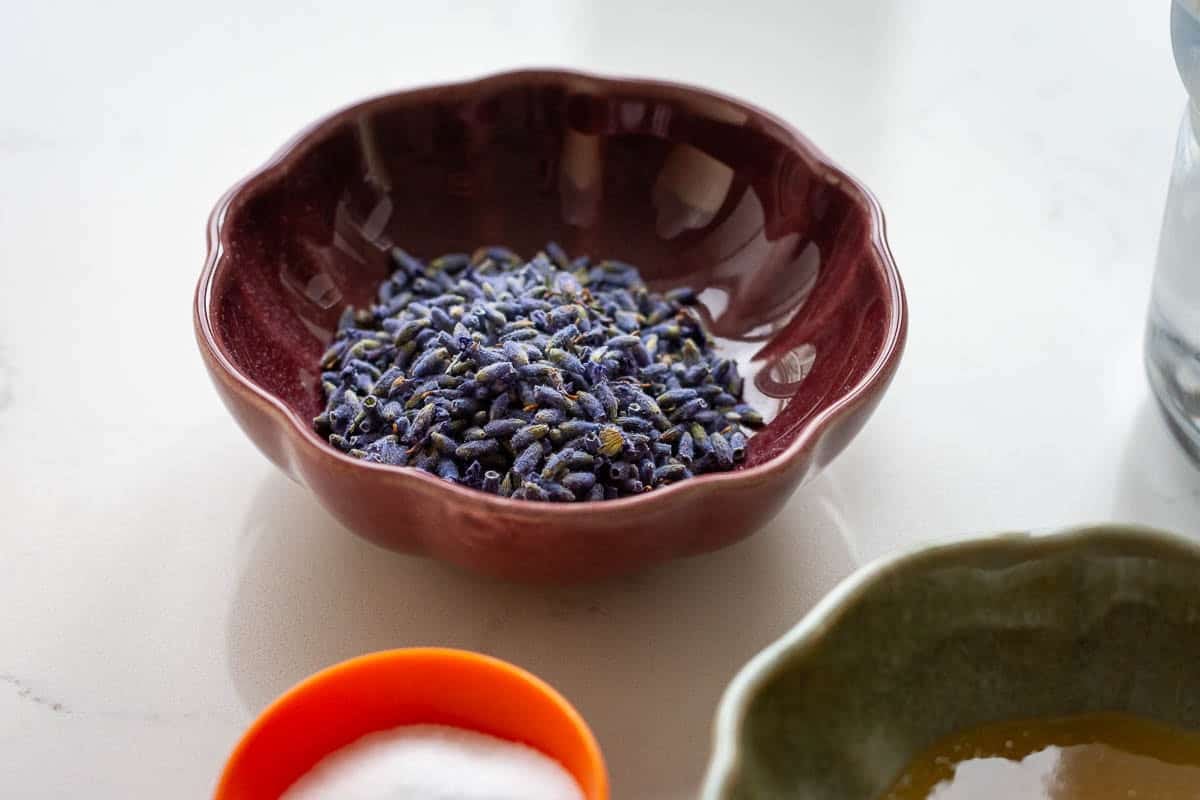 Culinary Lavender in a small purple bowl.